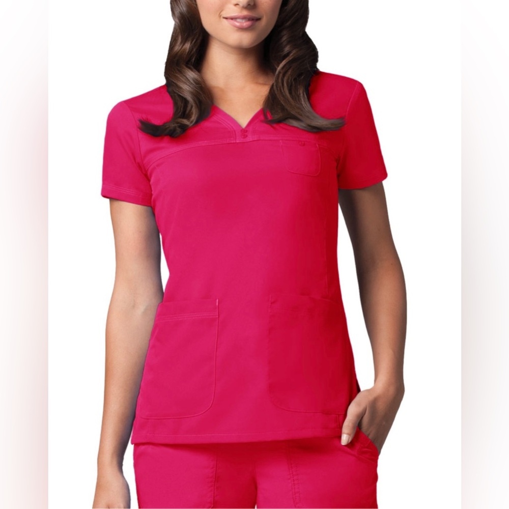 Grey's Anatomy™ 3-Pocket V-Neck Tonal Stitch Scrub Top in Color Fizz